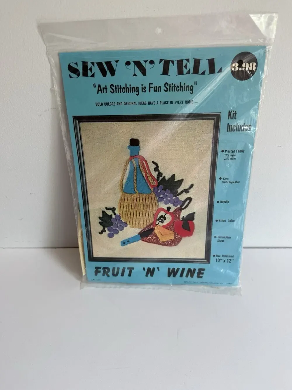 Vintage Crewel Embroidery Stitch Kit Sew “N” Tell - Fruit ‘N’ Wine NEW Sealed